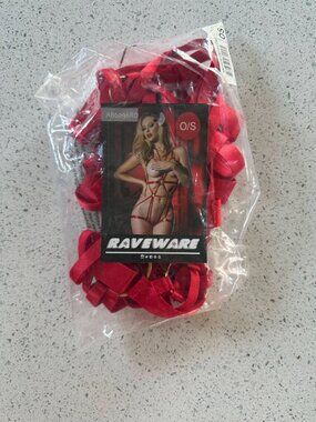 NIP Raveware Carmine Cage Teddy Harness Red - One Size OS - AB6096RD